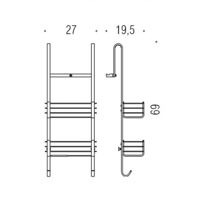 Полочка корзинка COLOMBO DESIGN CAVALLETTI E SEDILI B9634.NM навесная двойная с крючками