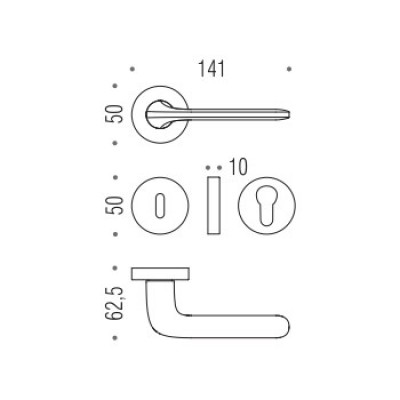 Дверная ручка Colombo Design ROBOQUATTRO ID41R(CD63) хром матовый в комплекте с накладками под ключ для межкомнатых дверей