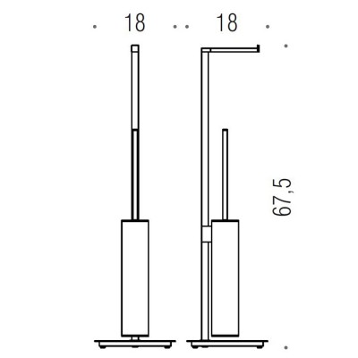 Colombo MiniQ Стойка напольная с ершом и держателем т/б L18x18 H67,5см, цвет: PVD нержавеющая сталь