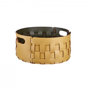 ADJ Bottega Круглая корзина для белья, D40xH20 см., цвет: горчичный/оливковый ADJ Bottega Круглая корзина для белья, D40xH20 см., цвет: горчичный/оливковый