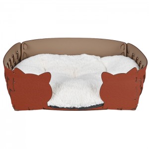 ADJ Лежанка Cat, 60x42xH15 см., цвет: коньяк/бордо ADJ Лежанка Cat, 60x42xH15 см., цвет: коньяк/бордо