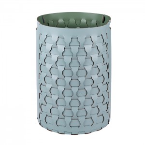 ADJ Круглая корзина для белья Dubai, D40xH57 см., цвет: небесный/эвкалипт ADJ Круглая корзина для белья Dubai, D40xH57 см., цвет: небесный/эвкалипт