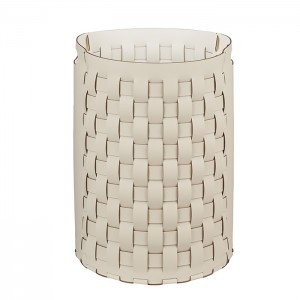 ADJ Круглая корзина для белья Bottega, D40xH57 см., цвет: панна котта/белый ADJ Круглая корзина для белья Bottega, D40xH57 см., цвет: панна котта/белый