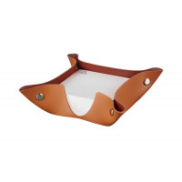 ADJ Подставка для бумажных блоков 10x10x4см., натуральная кожа, цвет: коньяк/бордо