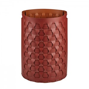 ADJ Круглая корзина для белья Dubai, D40xH57 см., цвет: бордо/коньяк ADJ Круглая корзина для белья Dubai, D40xH57 см., цвет: бордо/коньяк