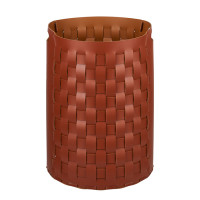 ADJ Круглая корзина для белья Bottega, D40xH57 см., цвет: бордо/коньяк ADJ Круглая корзина для белья Bottega, D40xH57 см., цвет: бордо/коньяк