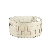 ADJ Bottega Круглая корзина для белья, D40xH20 см., цвет: панна котта/белый ADJ Bottega Круглая корзина для белья, D40xH20 см., цвет: панна котта/белый