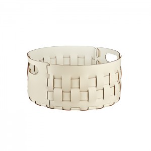 ADJ Bottega Круглая корзина для белья, D40xH20 см., цвет: панна котта/белый ADJ Bottega Круглая корзина для белья, D40xH20 см., цвет: панна котта/белый