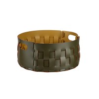 ADJ Bottega Круглая корзина для белья, D40xH20 см., цвет: оливковый/горчичный ADJ Bottega Круглая корзина для белья, D40xH20 см., цвет: оливковый/горчичный