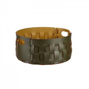 ADJ Bottega Круглая корзина для белья, D40xH20 см., цвет: оливковый/горчичный ADJ Bottega Круглая корзина для белья, D40xH20 см., цвет: оливковый/горчичный