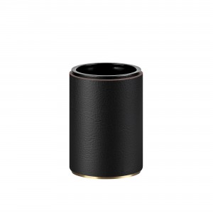 ADJ Стакан для зубных щеток, D7xH10 см., цвет:gold/черный ADJ Стакан для зубных щеток, D7xH10 см., цвет:gold/черный