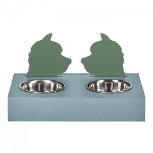 ADJ Подставка с мисками Dog, хром, 40x22xH7.5 см., цвет: небесный/эвкалипт ADJ Подставка с мисками Dog, хром, 40x22xH7.5 см., цвет: небесный/эвкалипт