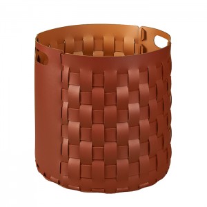 ADJ Круглая корзина Bottega, D40xH40 см., цвет: бордо/коньяк ADJ Круглая корзина Bottega, D40xH40 см., цвет: бордо/коньяк