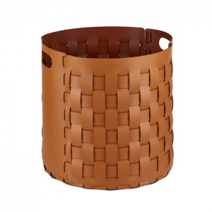 ADJ Круглая корзина Bottega, D40xH40 см., цвет: коньяк/бордо ADJ Круглая корзина Bottega, D40xH40 см., цвет: коньяк/бордо