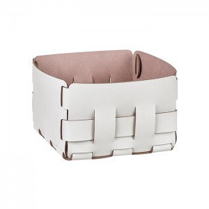ADJ Корзинка Mini Bottega, 19x19xH13 см., цвет: устричный/пепельная роза ADJ Корзинка Mini Bottega, 19x19xH13 см., цвет: устричный/пепельная роза