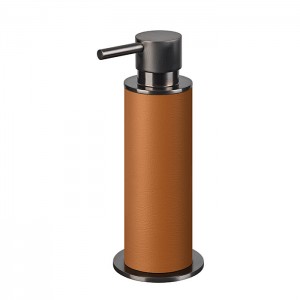 ADJ Диспенсер для жидкого мыла, D7xH19см., цвет: graphite/коньяк ADJ Диспенсер для жидкого мыла, D7xH19см., цвет: graphite/коньяк