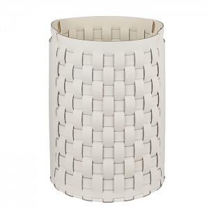 ADJ Круглая корзина для белья Bottega, D40xH57 см., цвет: белый/панна котта ADJ Круглая корзина для белья Bottega, D40xH57 см., цвет: белый/панна котта