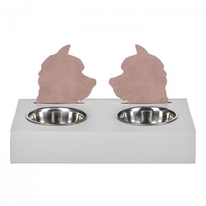 ADJ Подставка с мисками Dog, хром, 40x22xH7.5 см., цвет: устричный/пепельная роза ADJ Подставка с мисками Dog, хром, 40x22xH7.5 см., цвет: устричный/пепельная роза