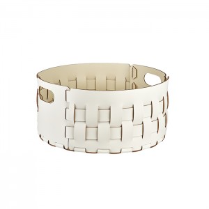 ADJ Bottega Круглая корзина для белья, D40xH20 см., цвет: белый/панна котта ADJ Bottega Круглая корзина для белья, D40xH20 см., цвет: белый/панна котта