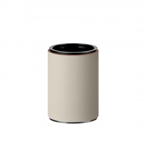 ADJ Стакан для зубных щеток, D7xH10 см., цвет:graphite/панна котта ADJ Стакан для зубных щеток, D7xH10 см., цвет:graphite/панна котта