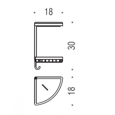 Полочка корзинка COLOMBO DESIGN ANGOLARI B9601 угловая двойная с керамической полкой с крючком