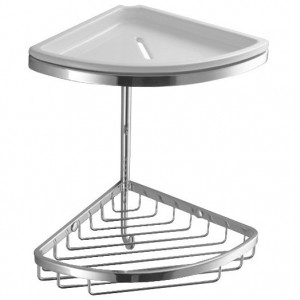 Полочка корзинка COLOMBO DESIGN ANGOLARI B9601 угловая двойная с керамической полкой с крючком Полочка корзинка COLOMBO DESIGN ANGOLARI B9601 угловая двойная с керамической полкой с крючком