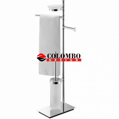 Стойка COLOMBO DESIGN SQUARE B9903 напольная с полотенцедержателем с мыльницей с держателем туалетной бумаги и с ершиком