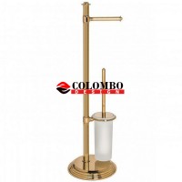 Стойка COLOMBO DESIGN HERMITAGE B3318.GOLD напольная с держателем туалетной бумаги и ершиком Стойка COLOMBO DESIGN HERMITAGE B3318.GOLD напольная с держателем туалетной бумаги и ершиком