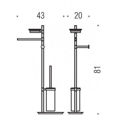 Стойка COLOMBO DESIGN SQUARE B9903 напольная с полотенцедержателем с мыльницей с держателем туалетной бумаги и с ершиком